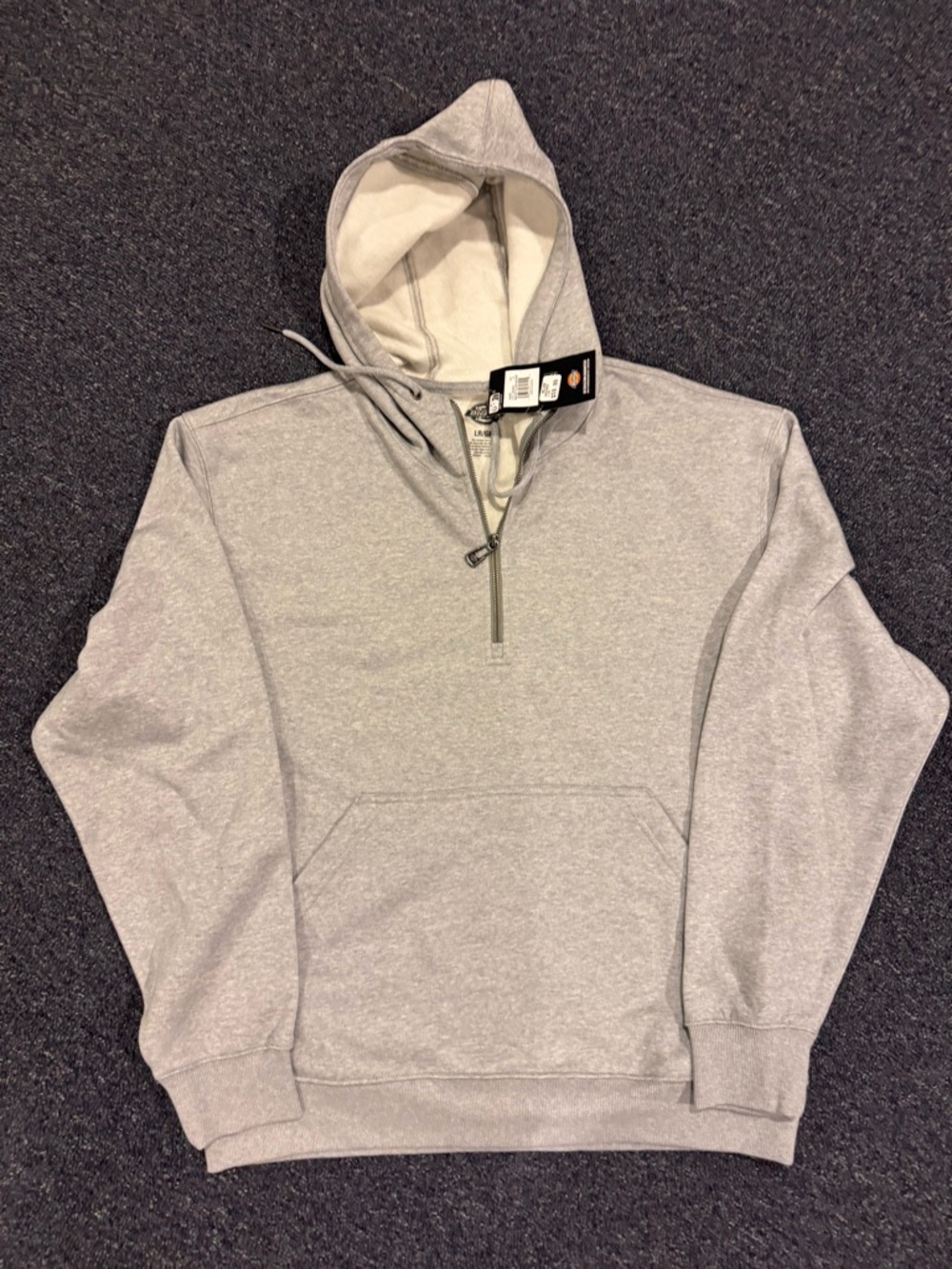 Dickies Light Gray Half-Zip Hoodie Sweatshirt